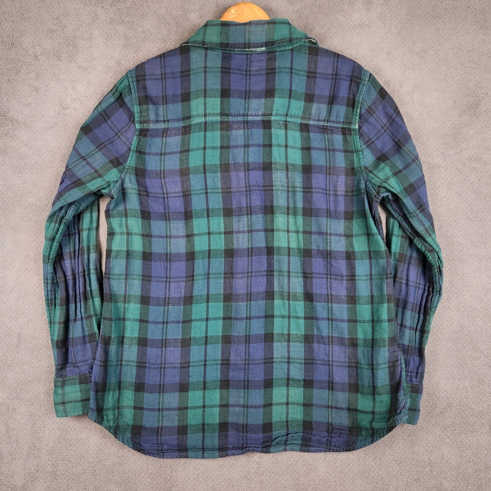 Faherty Reversible Shirt Womens Small Green Blue Plaid Long Sleeve Button Up - Picture 4 of 9